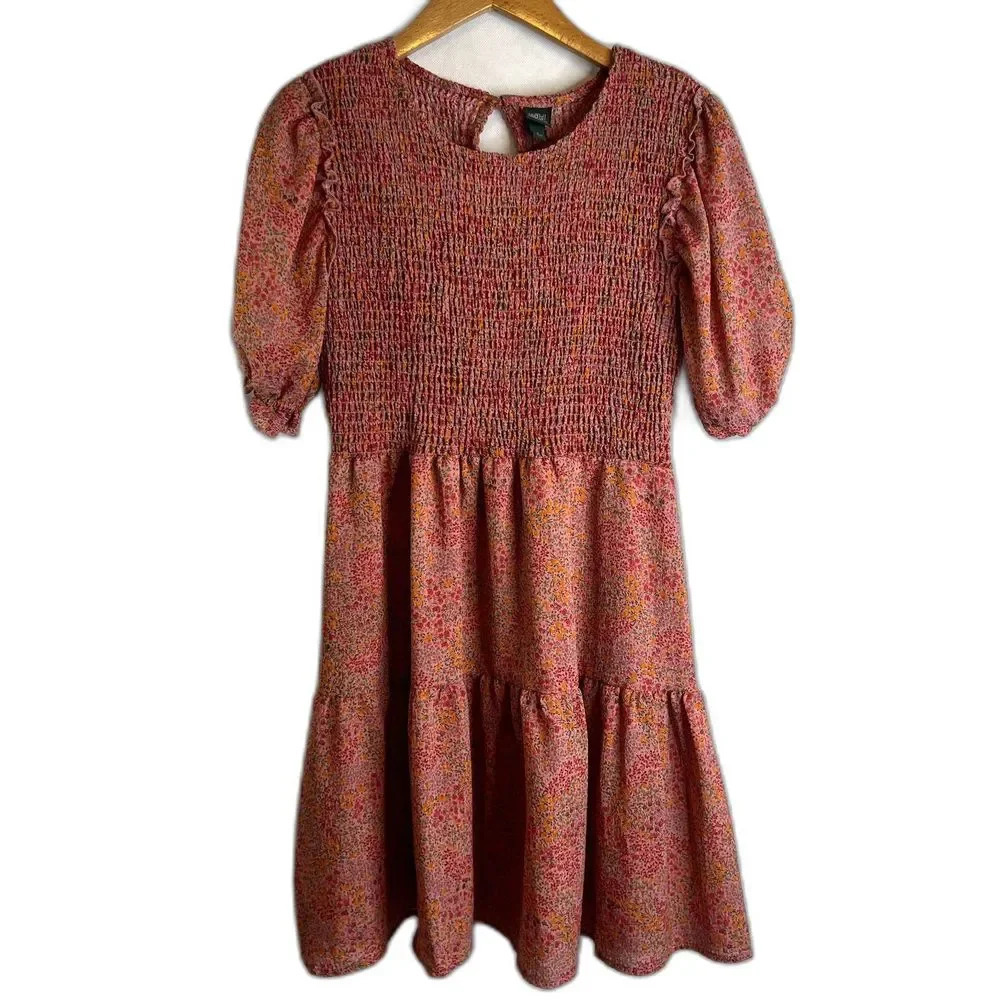 Wild Fable Puff Short Sleeve Smocked Bodice Dress Size Small